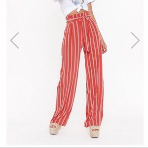 Nasty Gal striped high rise pants